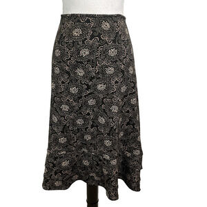 Context Woman Skirt Plus size 2X Black Brown Floral Slinky Knee A Line Modest